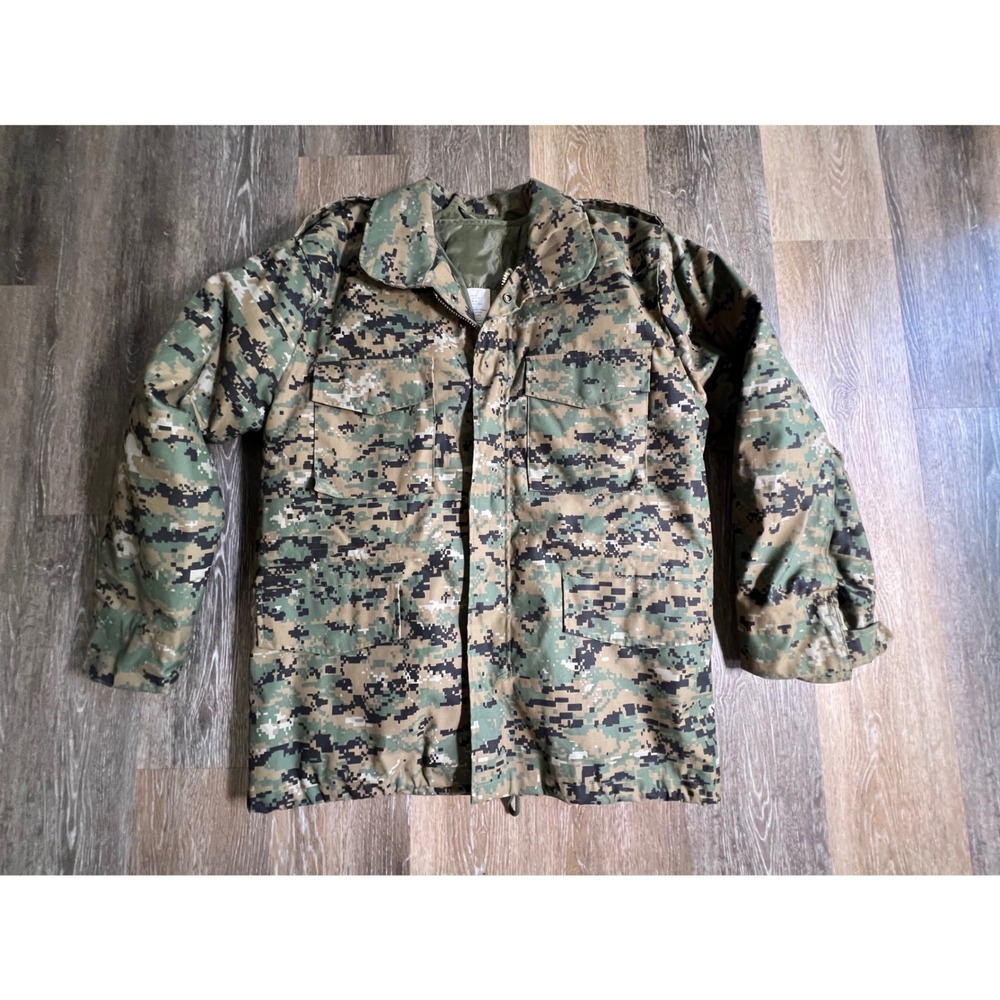Fox Outdoor Products Field Coat Mens M Green Excellent Digital Camo Jacket Liner